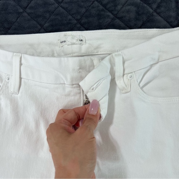 Good American Jeans Women 16 Good Straight White No Button Raw Hem CL - Picture 4 of 9